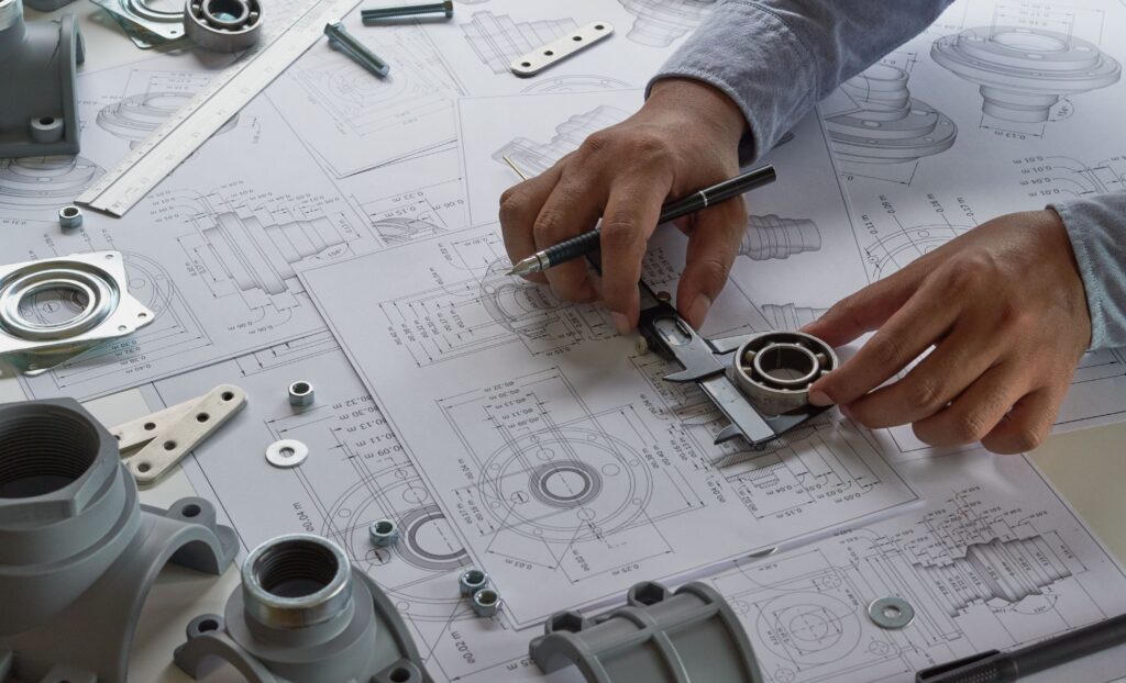 Engineering sector working with schematics