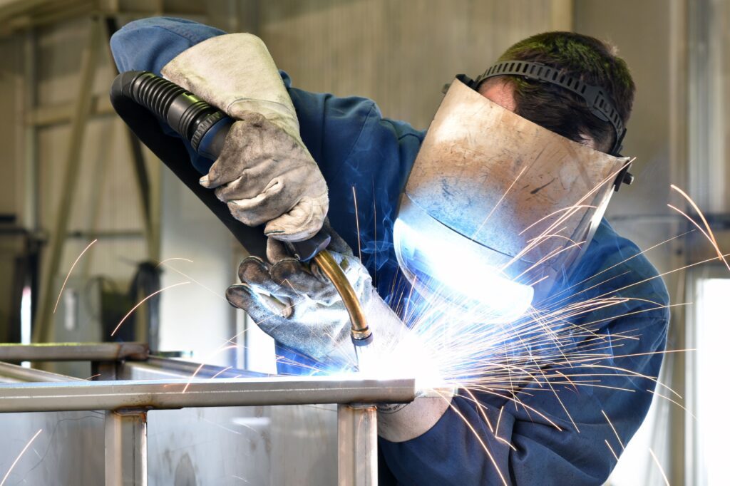 manufacturing sector, welding in progress
